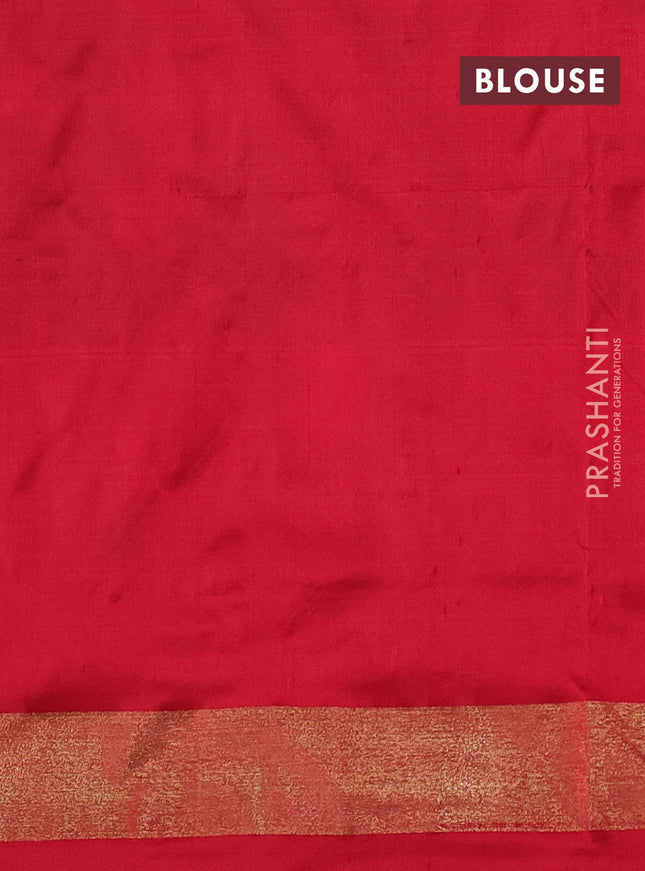 Pochampally silk saree black and red with allover ikat butta weaves and long ikat woven zari border