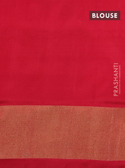 Pochampally silk saree cs blue and red with allover ikat weaves and zari woven border