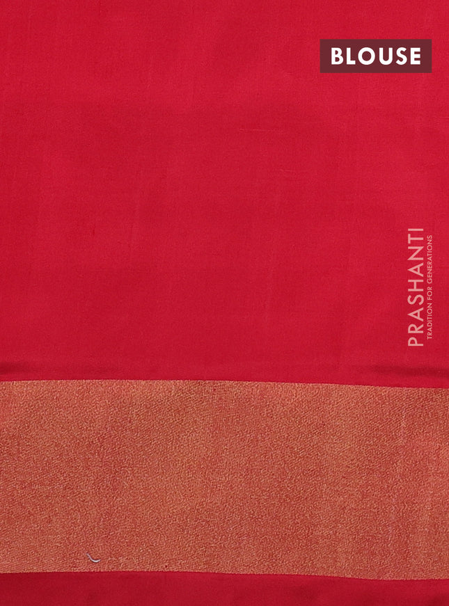 Pochampally silk saree cs blue and red with allover ikat weaves and zari woven border