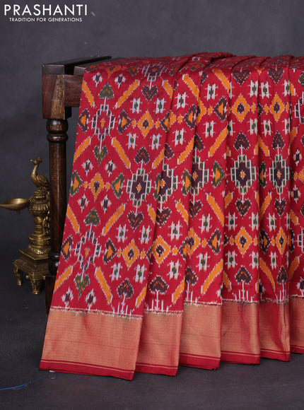 Pochampally silk saree maroon with allover ikat weaves and zari woven border