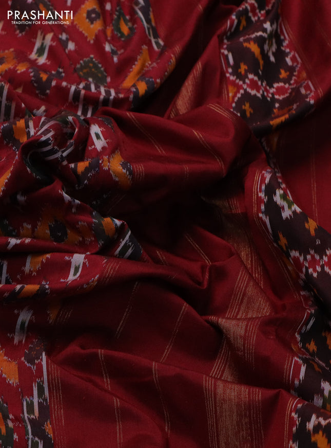 Pochampally silk saree maroon with allover ikat weaves and zari woven border