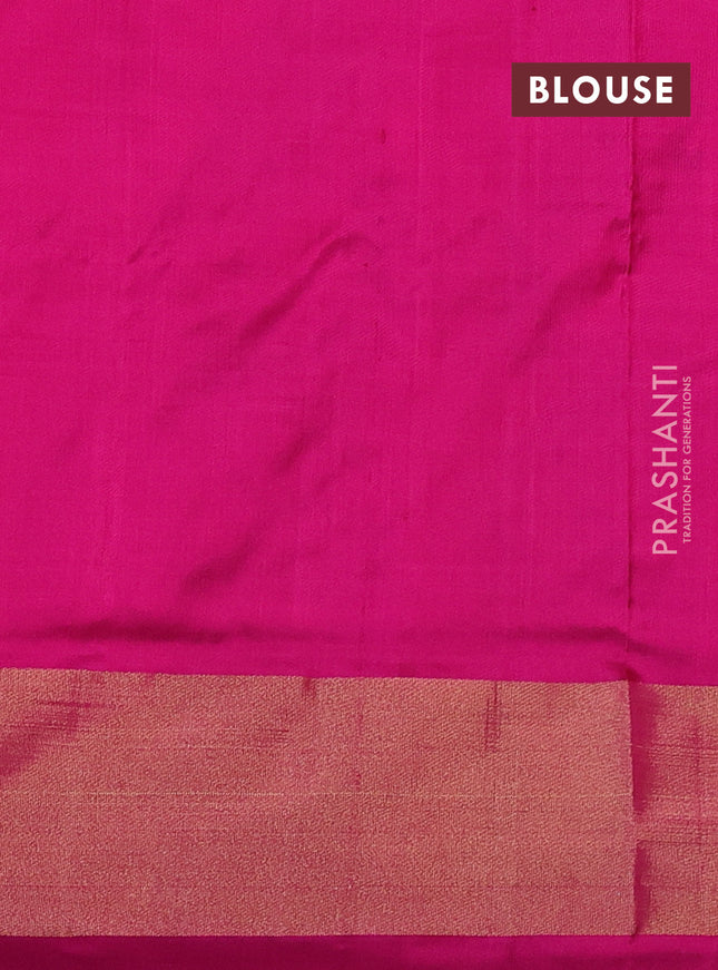 Pochampally silk saree orange and pink with allover ikat weaves and zari woven border
