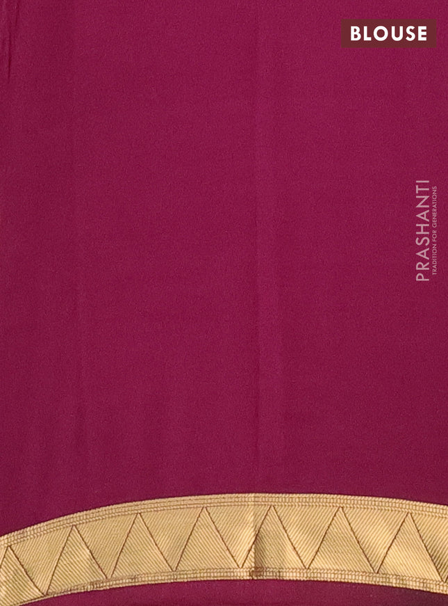 Semi mysore silk saree deep purple and light pink with half & half style and long kalamkari printed border