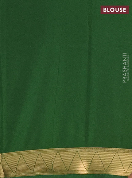 Semi mysore silk saree green and mustard yellow with half & half style and long kalamkari printed border