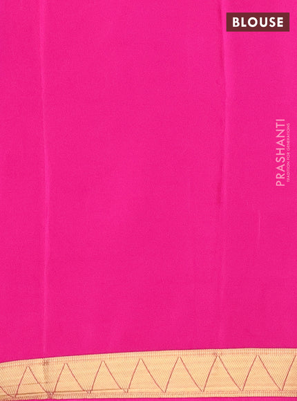 Semi mysore silk saree pink and cream with half & half style and long kalamkari printed border