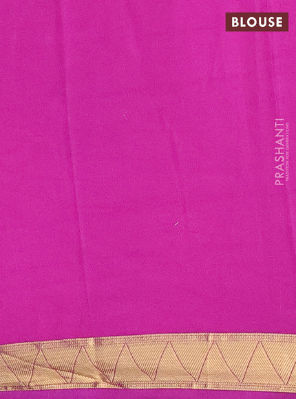 Semi mysore silk saree purple and pastel blue with half & half style and long kalamkari printed border