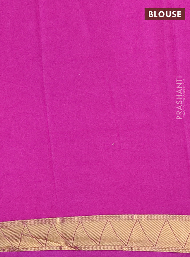 Semi mysore silk saree purple and pastel blue with half & half style and long kalamkari printed border