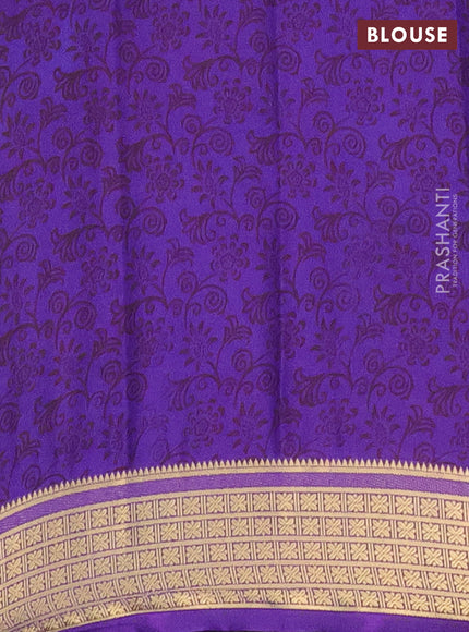 Semi mysore silk saree light blue and violet with allover prints and zari woven border