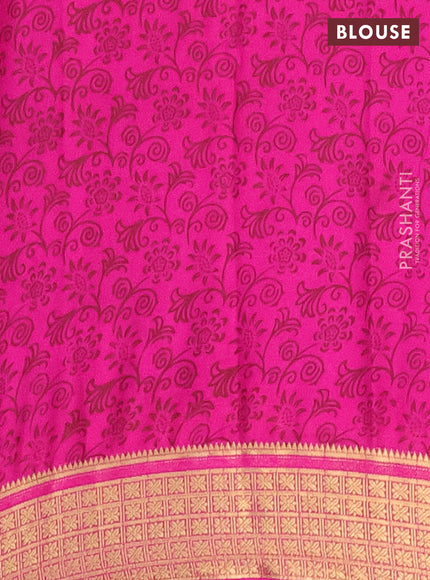 Semi mysore silk saree light pink and pink with allover prints and zari woven border