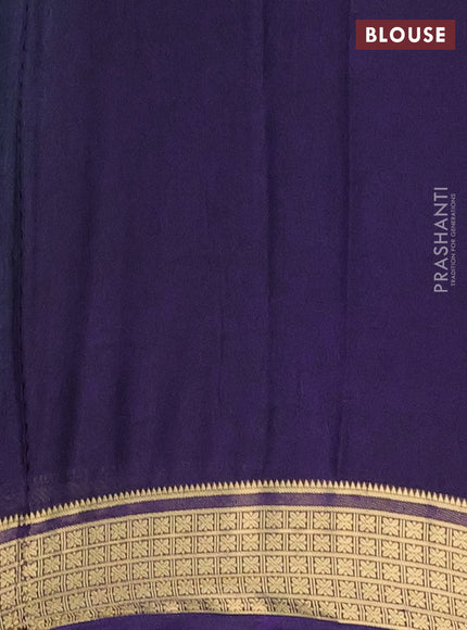 Semi mysore silk saree teal green and navy blue with allover prints and zari woven border
