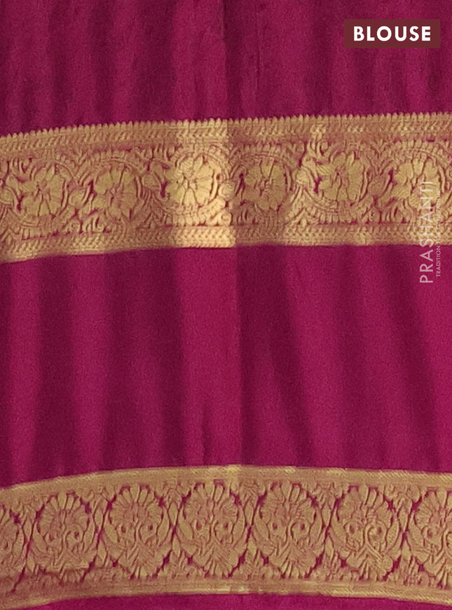 Semi mysore silk saree pink and wine shade with allover floral prints and rettapet zari woven border