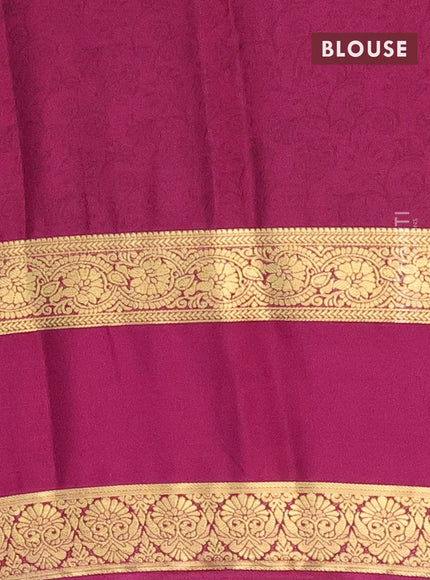 Semi mysore silk saree pink and purple with allover floral prints and rettapet zari woven border
