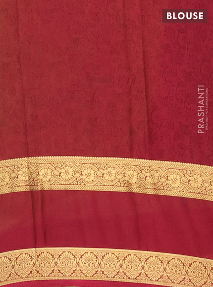 Semi mysore silk saree lime yellow and maroon with allover floral prints and rettapet zari woven border