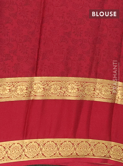 Semi mysore silk saree cream and maroon with allover floral prints and rettapet zari woven border