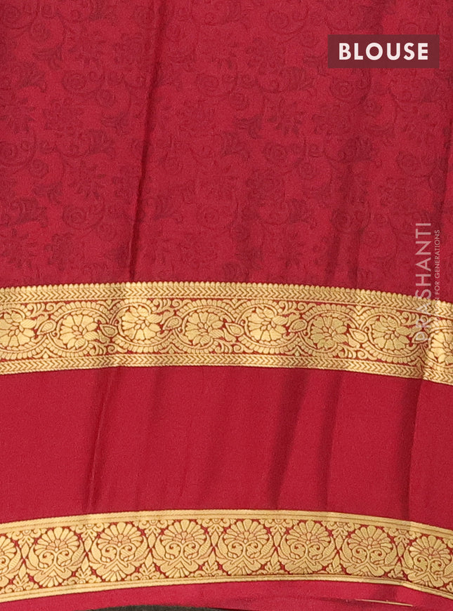 Semi mysore silk saree cream and maroon with allover floral prints and rettapet zari woven border
