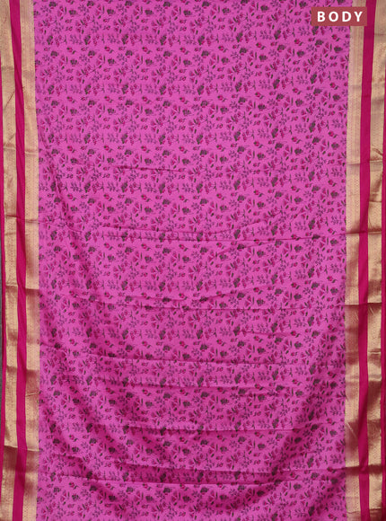 Semi mysore silk saree light pink and pink with allover prints and rettapet zari woven border