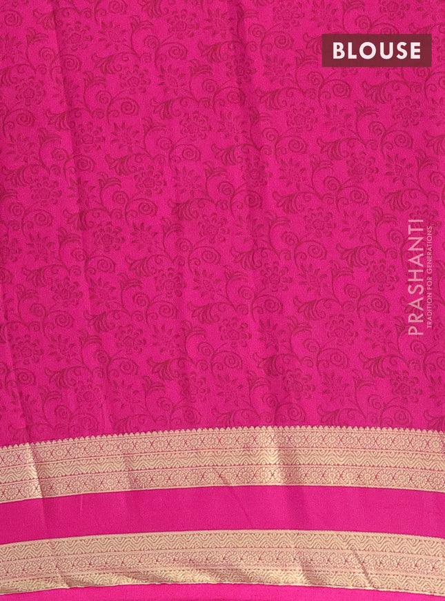 Semi mysore silk saree light pink and pink with allover prints and rettapet zari woven border