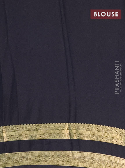 Semi mysore silk saree blue and black with allover prints and rettapet zari woven border