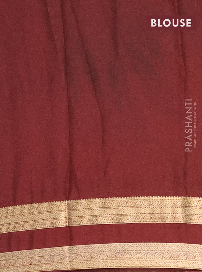 Semi mysore silk saree light green and deep maroon with allover prints and rettapet zari woven border