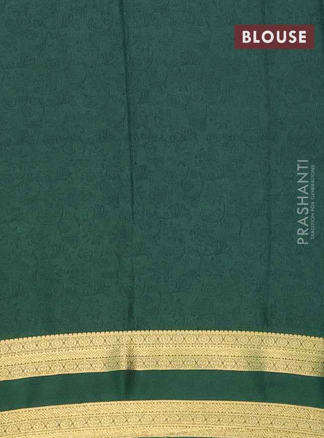 Semi mysore silk saree pastel blue shade and bottle green with allover prints and rettapet zari woven border