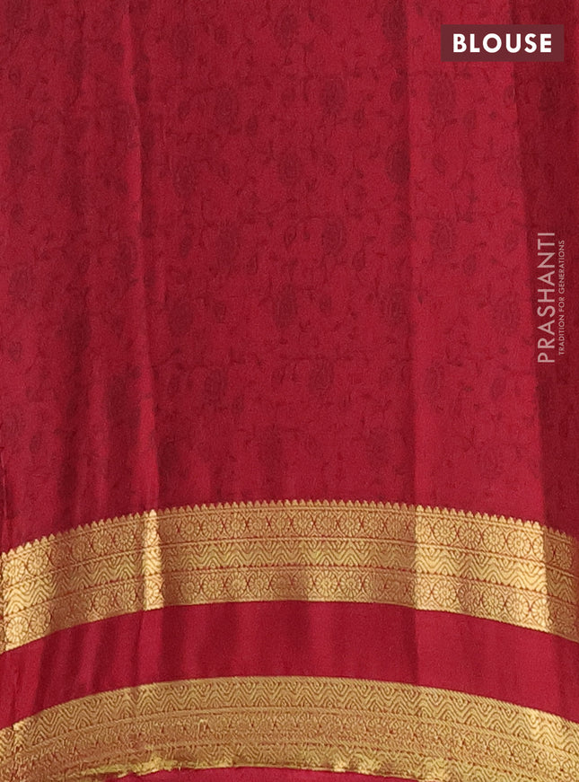 Semi mysore silk saree cream and maroon with allover prints and rettapet zari woven border