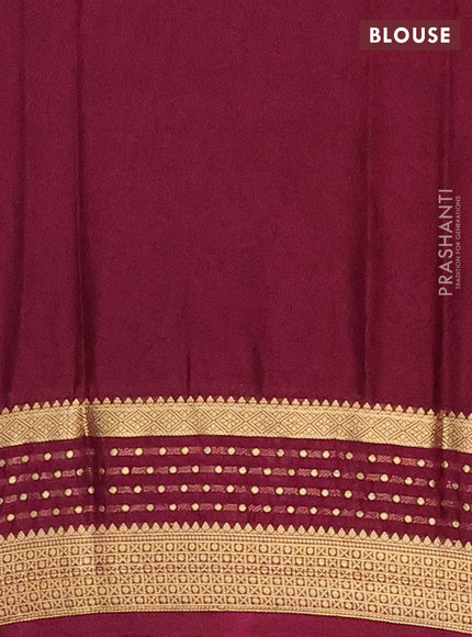 Semi mysore silk saree pink and wine shade with floral prints and zari woven border