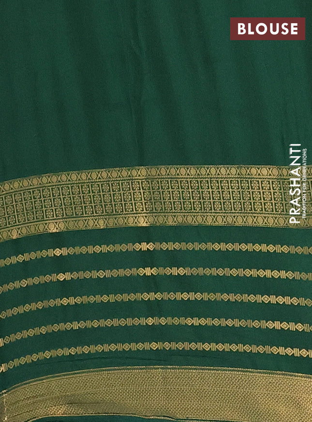 Semi mysore silk saree pastel green and green with allover kalamkari prints and long zari woven border