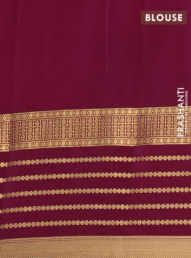 Semi mysore silk saree light pink and wine shade with allover kalamkari prints and long zari woven border