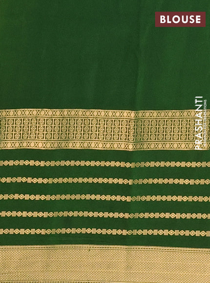 Semi mysore silk saree yellow and green with allover kalamkari prints and long zari woven border