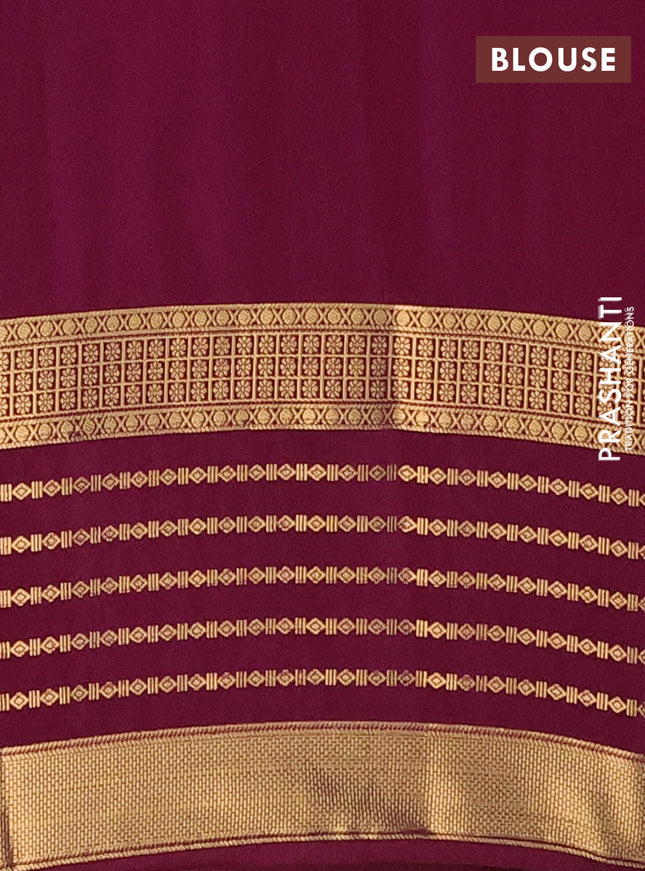 Semi mysore silk saree pink and wine shade with allover kalamkari prints and long zari woven border