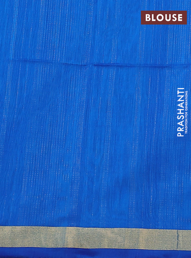 Kora silk cotton saree black and cs blue with allover thread & zari weaves and zari woven border