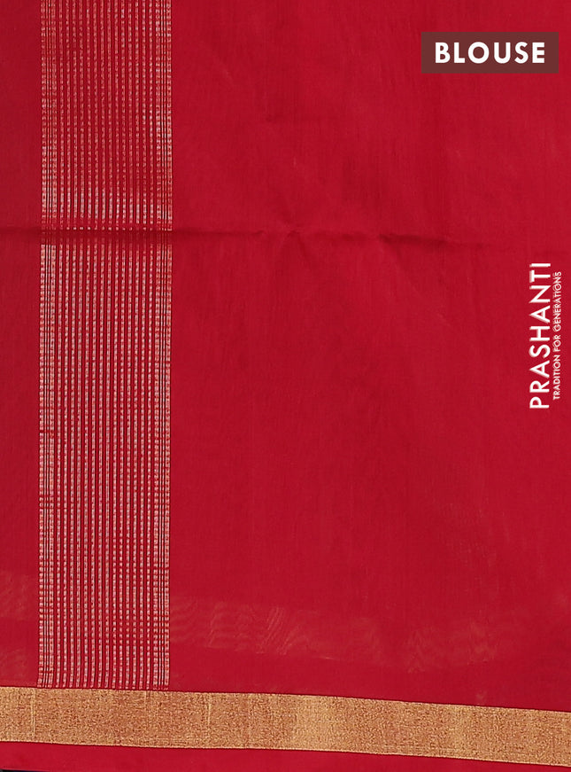 Kora silk cotton saree dark mehendi green and red with allover thread & zari weaves and zari woven border