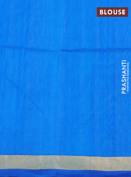 Kora silk cotton saree teal blue and cs blue with allover thread & zari weaves and zari woven border