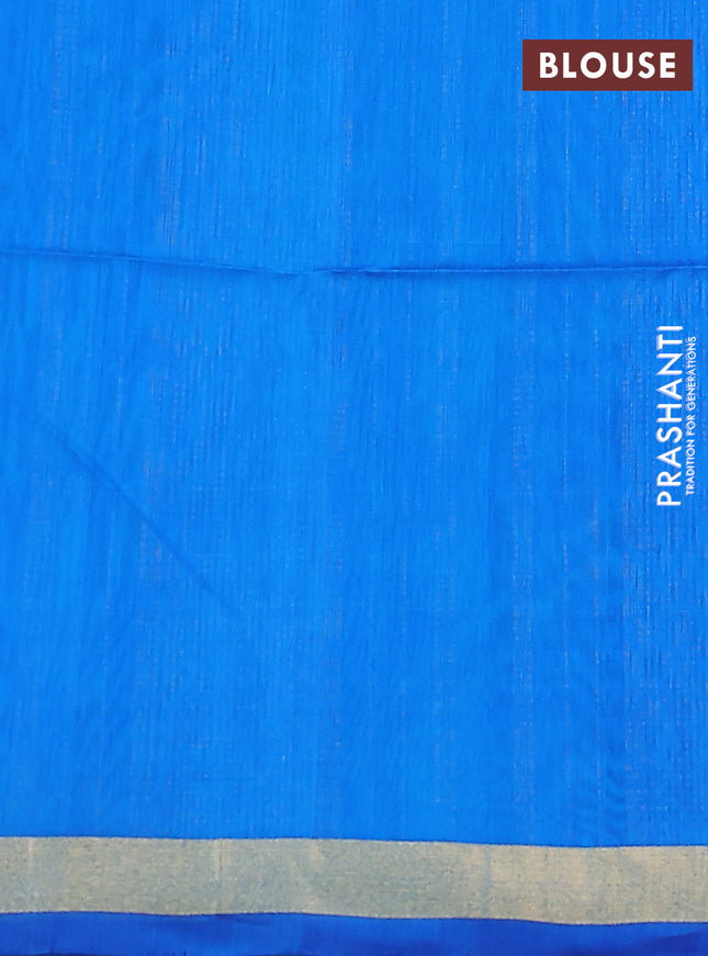 Kora silk cotton saree teal blue and cs blue with allover thread & zari weaves and zari woven border