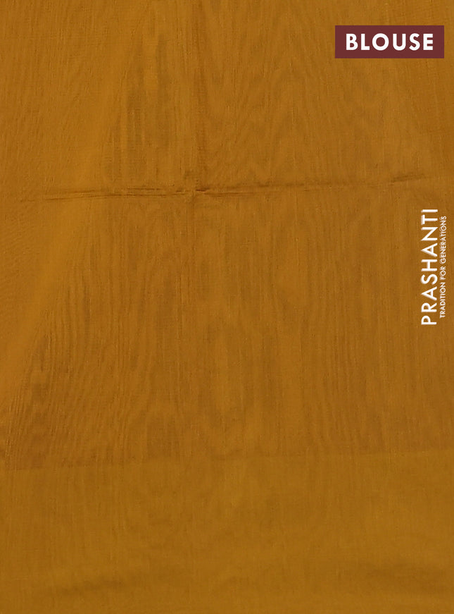 Kora silk cotton saree purple and mustard yellow with allover thread & zari buttas and zari woven butta border