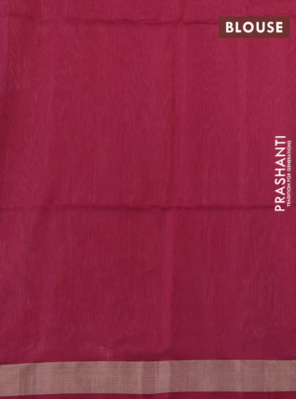 Kora silk cotton saree teal green shade and magenta pink with thread & zari woven floral buttas and zari woven border