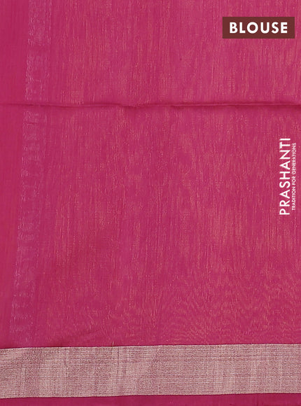 Kora silk cotton saree mustard yellow and pink with thread & zari woven floral buttas and zari woven border