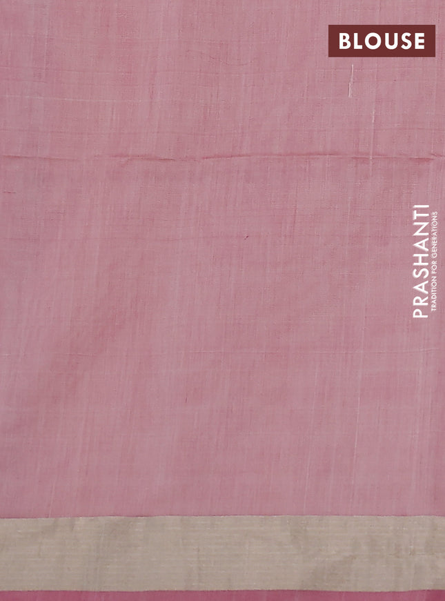 Kora silk cotton saree cream and dual shade of pink with thread & zari woven floral buttas and zari woven border