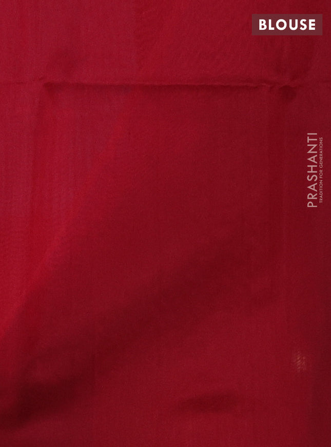 Kora silk cotton saree peacock blue and maroon with thread & zari woven leaf buttas and piping border