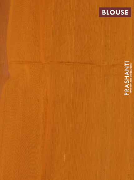 Kora silk cotton saree purple and dark mustard with thread & zari woven leaf buttas and piping border