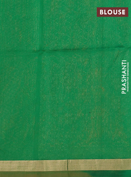 Kora silk cotton saree rustic orange and green with zari woven buttas and zari woven border