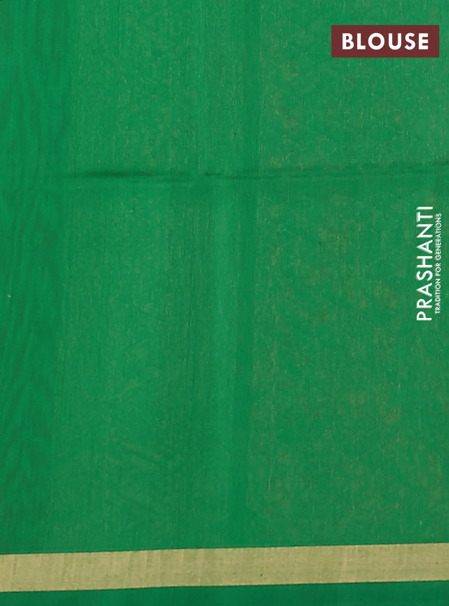 Kora silk cotton saree magenta pink and green with zari woven buttas and zari woven border