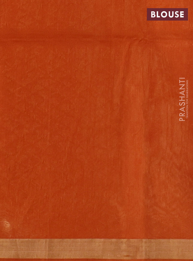 Kora silk cotton saree sandal and orange with zari woven buttas and zari woven border