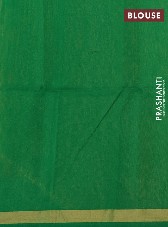 Kora silk cotton saree sandal and green with zari woven buttas and zari woven border