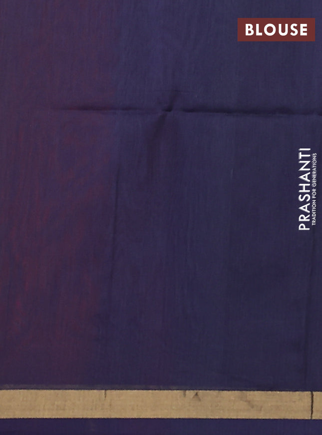 Kora silk cotton saree red and navy blue with zari woven buttas and zari woven border