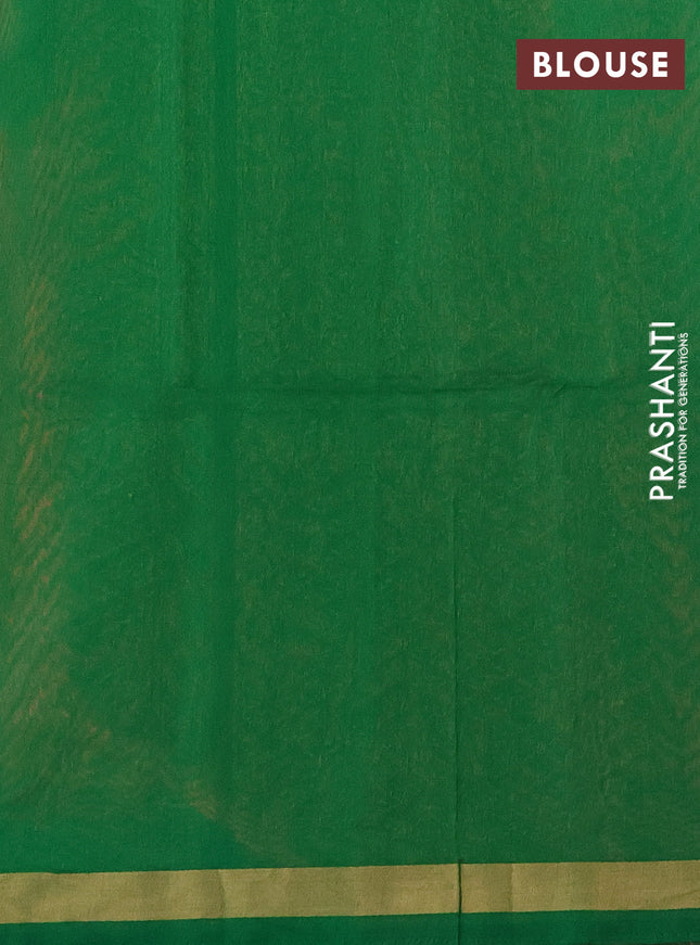 Kora silk cotton saree peach pink and green with zari woven buttas and zari woven border