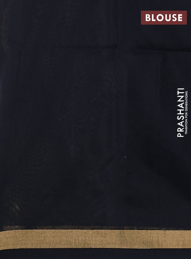 Kora silk cotton saree grey and black with silver & gold zari woven buttas and zari woven border