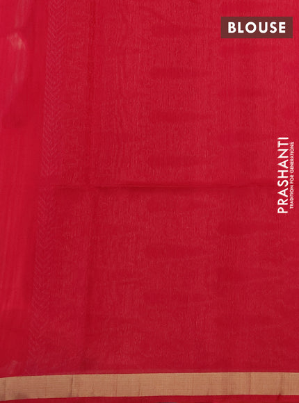 Kora silk cotton saree dual shade of pinkish orange and pink with silver & gold zari woven buttas and zari woven border