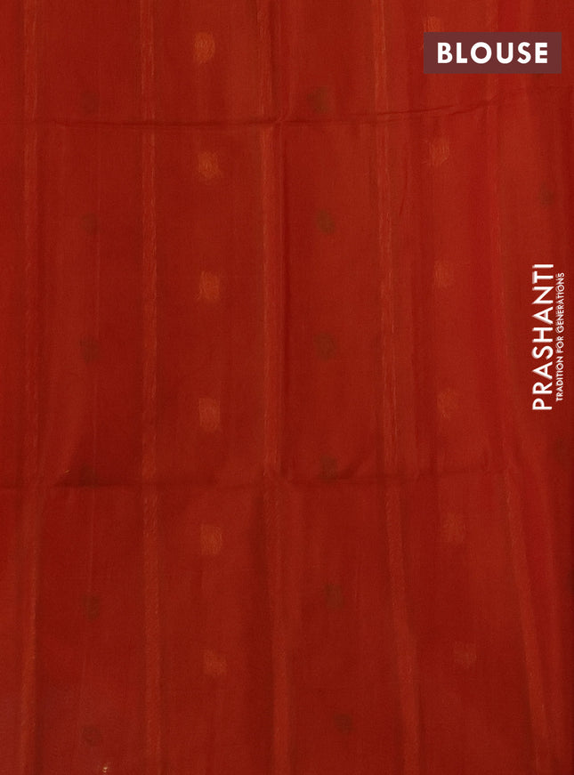 Kora silk cotton saree rustic orange and maroon with thread & zari woven geometric buttas and simple border