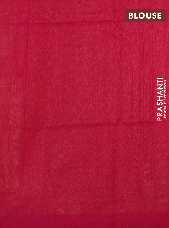Kora silk cotton saree sandal and pink with thread & zari weaves and simple border